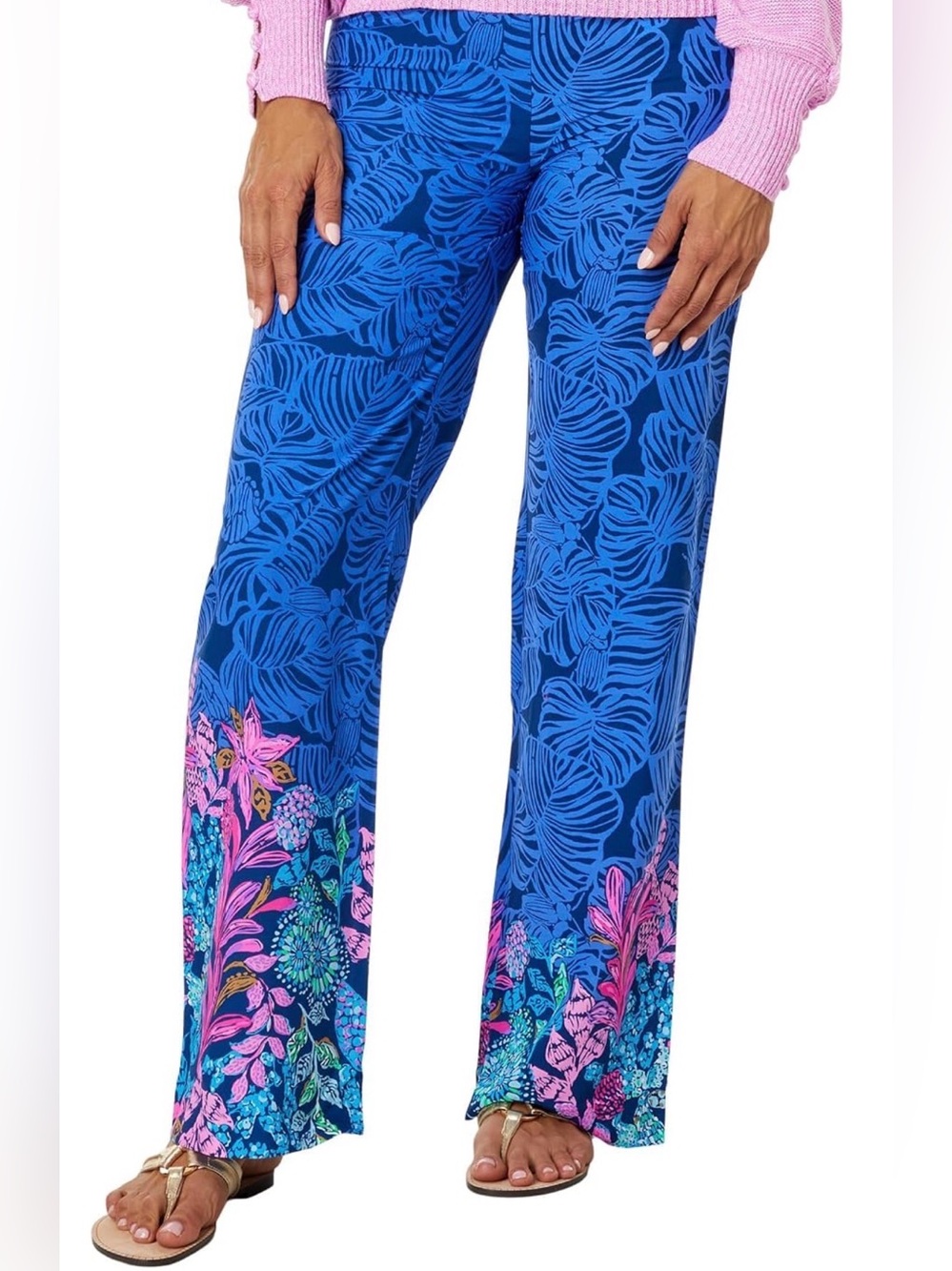 Lilly Pulitzer Bal Harbour Palazzo Pants Aegean Navy Calypso Coast size Small.